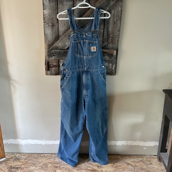 Men's Carhartt Denim Carpenter Overalls - Picture 1 of 4